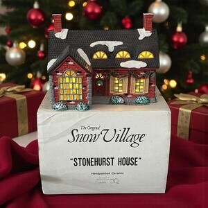 Department 56 Snow Village Xmas Stonehurst House Handpainted In Box